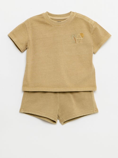 Completo 2 pezzi t-shirt ricamata + shorts - Kiabi