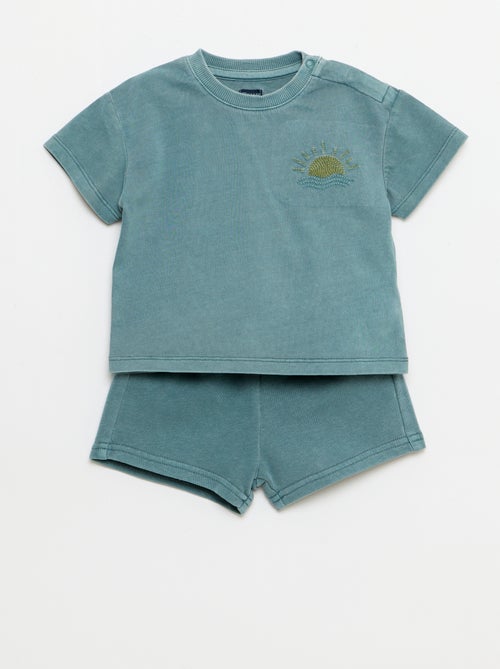 Completo 2 pezzi t-shirt ricamata + shorts - Kiabi