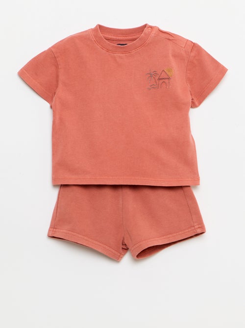 Completo 2 pezzi t-shirt ricamata + shorts - Kiabi