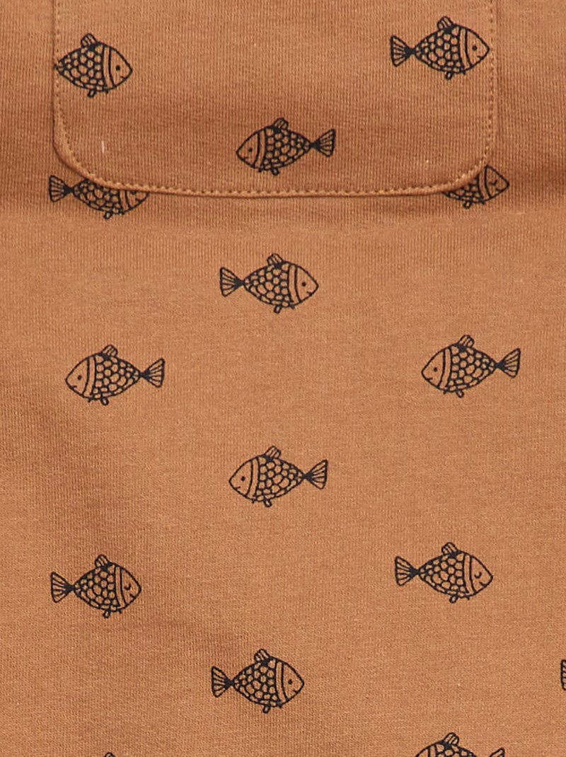 Completo 2 pezzi T-shirt + salopette corta Marrone - Kiabi