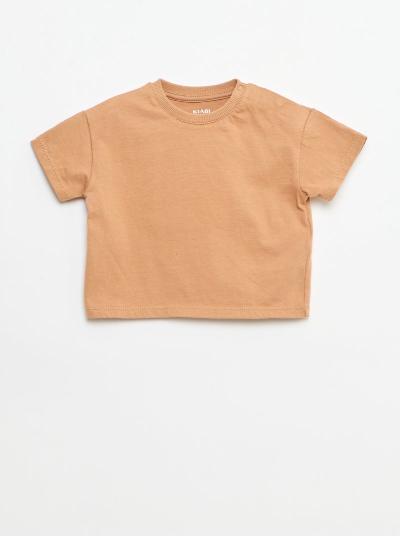 Completo 2 pezzi T-shirt + salopette Marrone - Kiabi