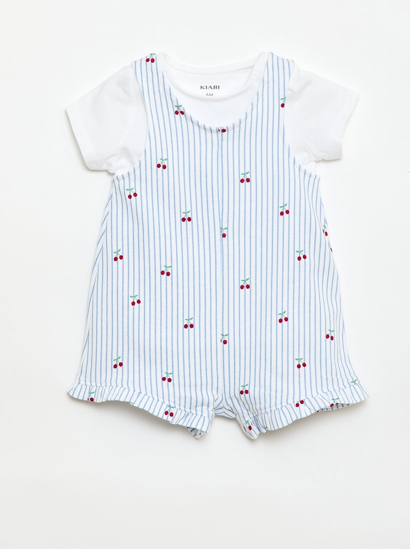 Completo 2 pezzi T-shirt + tutina corta Bianco - Kiabi