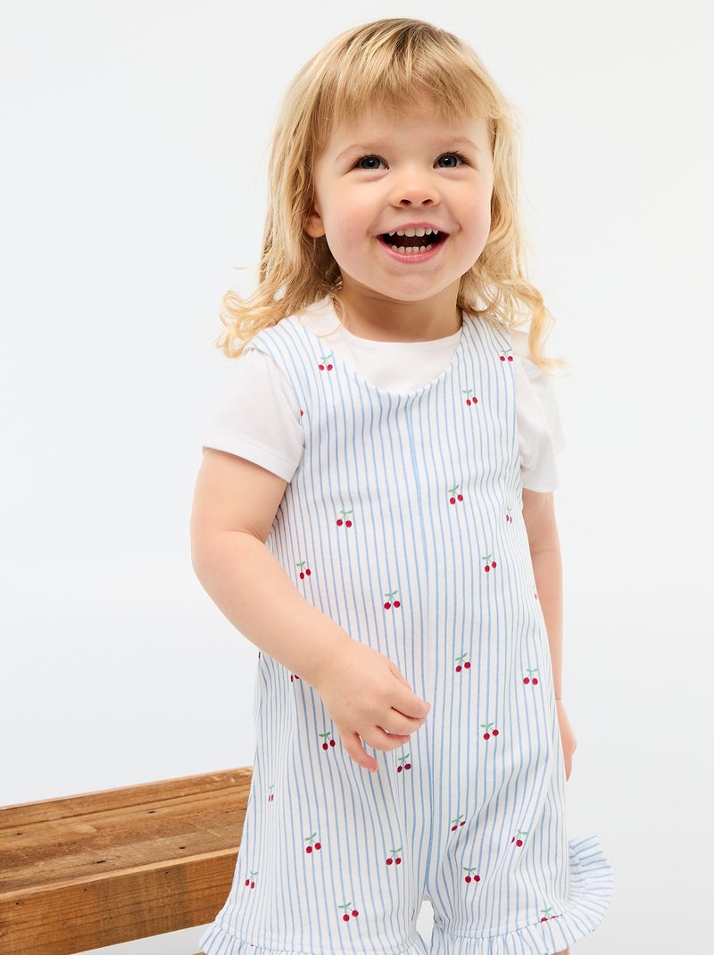 Completo 2 pezzi T-shirt + tutina corta Bianco - Kiabi
