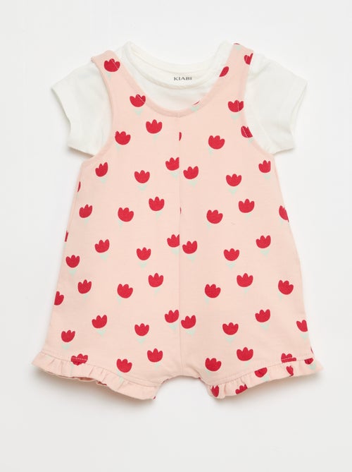 Completo 2 pezzi T-shirt + tutina corta - Kiabi