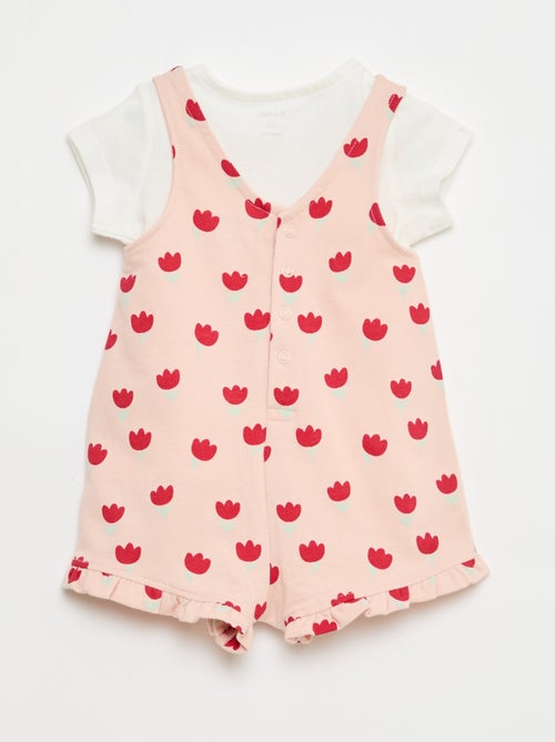 Completo 2 pezzi T-shirt + tutina corta - Kiabi