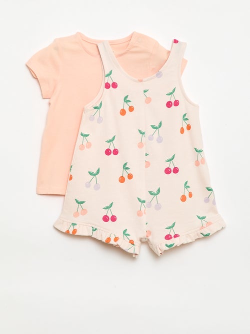 Completo 2 pezzi T-shirt + tutina corta - Kiabi