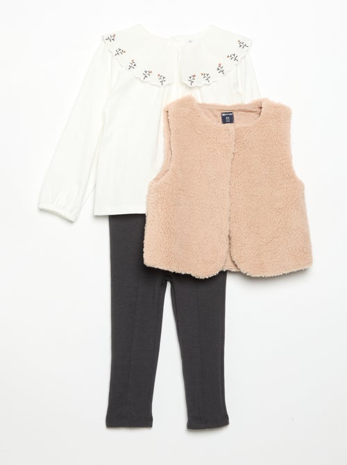 Completo 3 pezzi - Cardigan senza maniche + T-shirt + pantaloni - Kiabi
