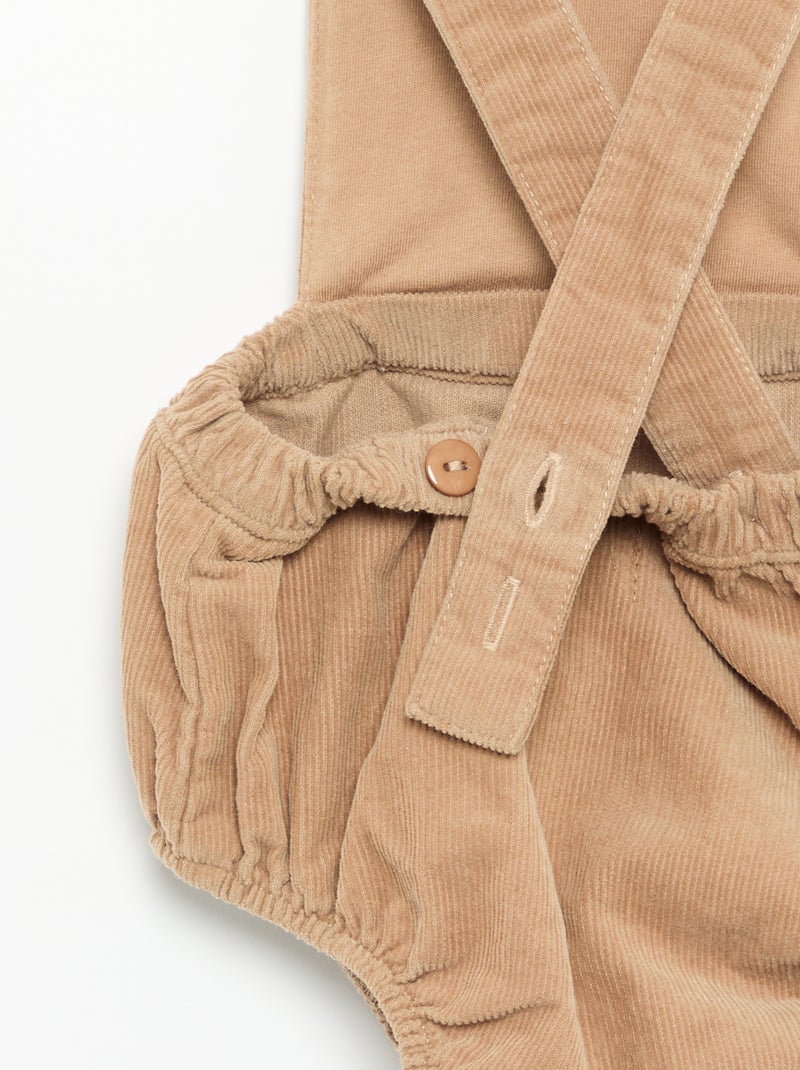 Completo 3 pezzi - Salopette corta + blusa + paio di collant Beige - Kiabi
