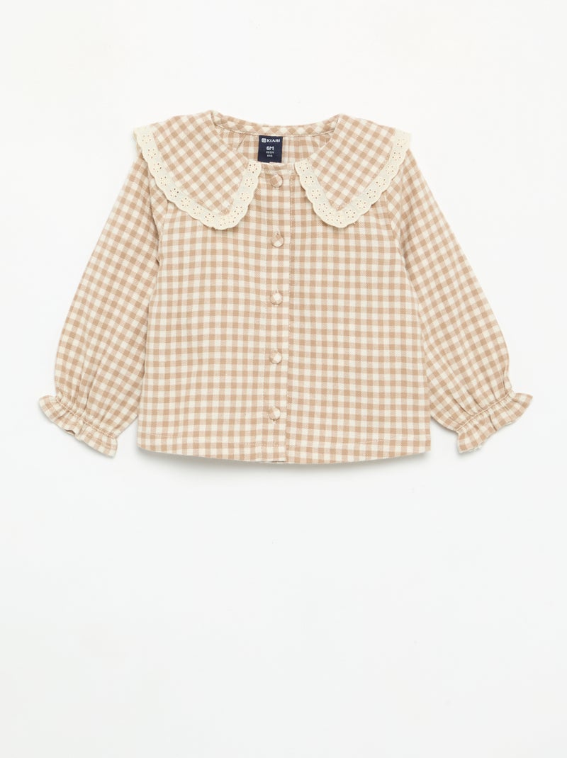 Completo 3 pezzi - Salopette corta + blusa + paio di collant Beige - Kiabi