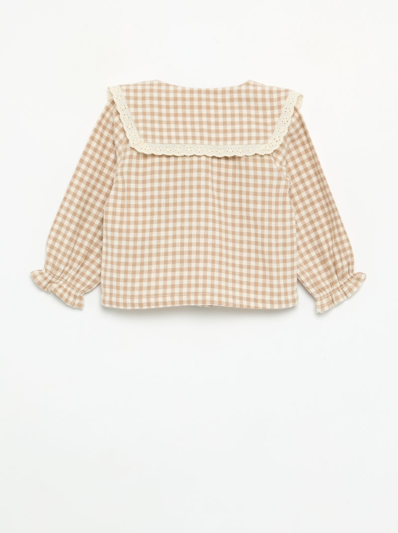 Completo 3 pezzi - Salopette corta + blusa + paio di collant Beige - Kiabi