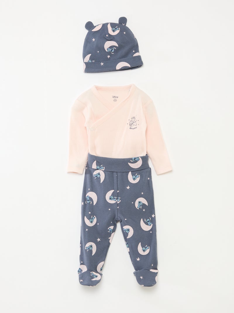 Completo 3 pezzi body + leggings + berretto 'Disney' Blu - Kiabi