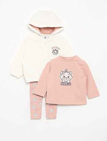 Completo 3 pezzi 'Disney' - felpa con cappuccio + T-shirt + leggings