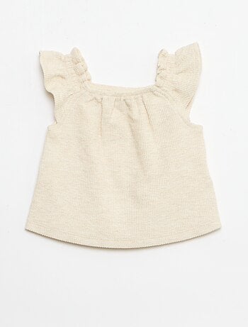 Completo 3 pezzi in maglia a costine - shorts + T-shirt + cappellino da pescatore