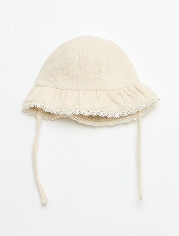 Completo 3 pezzi in maglia a costine - shorts + T-shirt + cappellino da pescatore