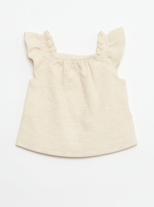 Completo 3 pezzi in maglia a costine - shorts + T-shirt + cappellino da pescatore - Kiabi