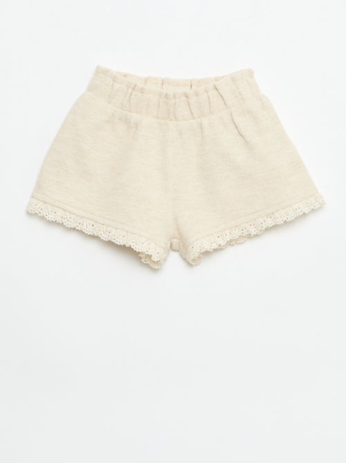 Completo 3 pezzi in maglia a costine - shorts + T-shirt + cappellino da pescatore - Kiabi