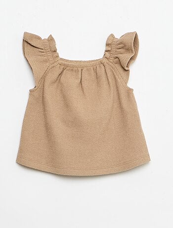 Completo 3 pezzi in maglia a costine - shorts + T-shirt + cappellino da pescatore