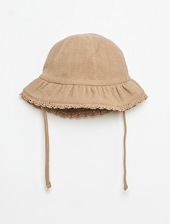 Completo 3 pezzi in maglia a costine - shorts + T-shirt + cappellino da pescatore