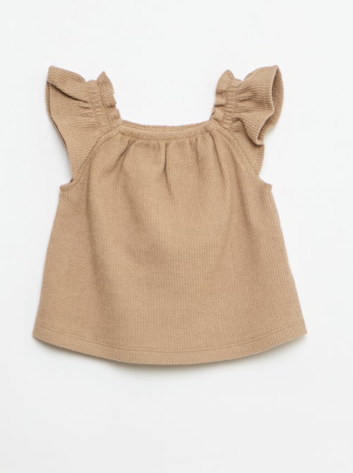 Completo 3 pezzi in maglia a costine - shorts + T-shirt + cappellino da pescatore - Kiabi