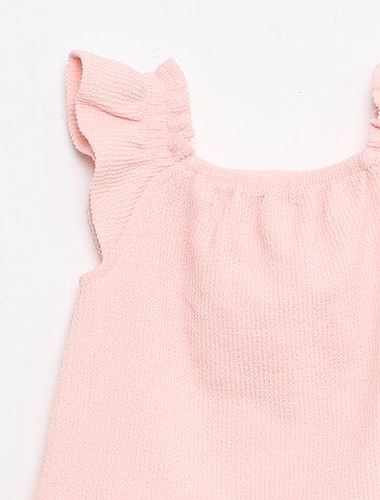 Completo 3 pezzi in maglia a costine - shorts + T-shirt + cappellino da pescatore