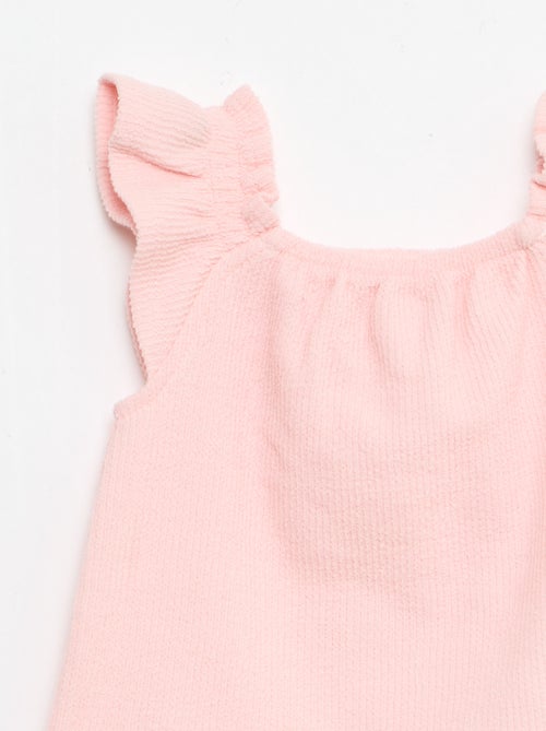 Completo 3 pezzi in maglia a costine - shorts + T-shirt + cappellino da pescatore - Kiabi