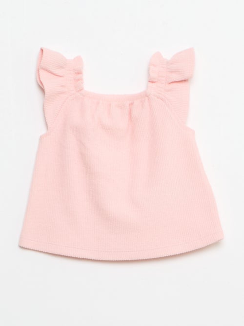 Completo 3 pezzi in maglia a costine - shorts + T-shirt + cappellino da pescatore - Kiabi