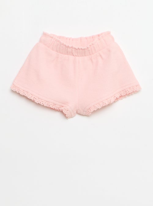 Completo 3 pezzi in maglia a costine - shorts + T-shirt + cappellino da pescatore - Kiabi