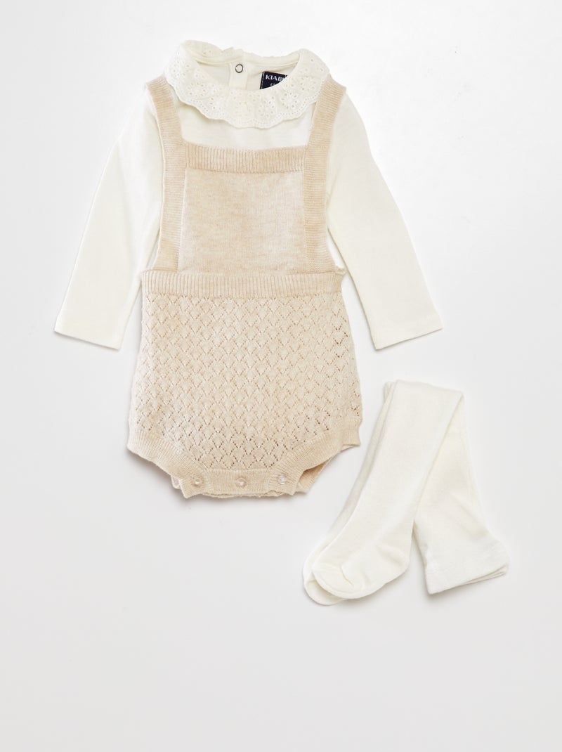 Completo 3 pezzi: pagliaccetto + body + collant BEIGE - Kiabi