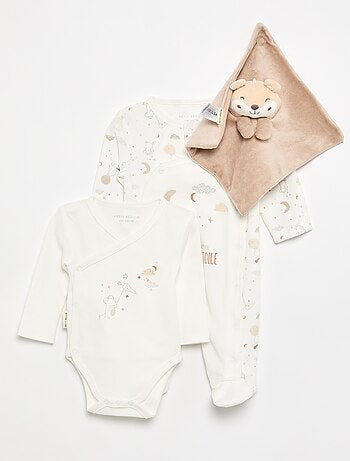 Completo 3 pezzi 'Petit Béguin' - Body + pigiama + doudou