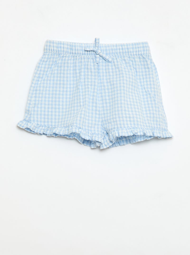 Completo 3 pezzi: tunica + shorts + fascia in vichy Azzurro - Kiabi