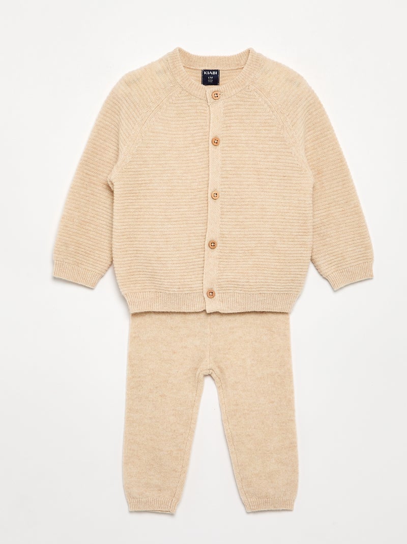 Completo 4 pezzi in lana e cashmere - premium Beige - Kiabi