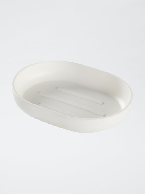 Completo 4 pezzi: portasapone + dispenser di sapone + bicchiere per spazzolini da denti + scopino da bagno - Kiabi