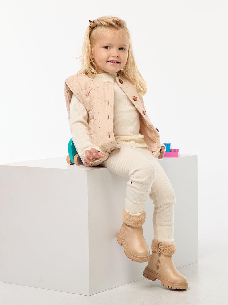 Completo a costine con gilet senza maniche - 3 pezzi Beige - Kiabi