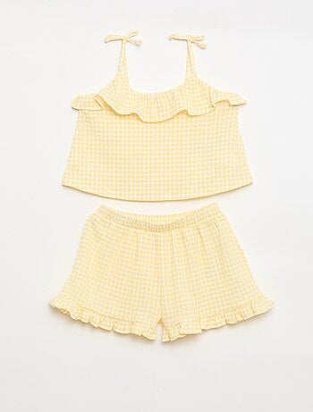 Completo a fantasia Vichy shorts + canotta - 2 pezzi