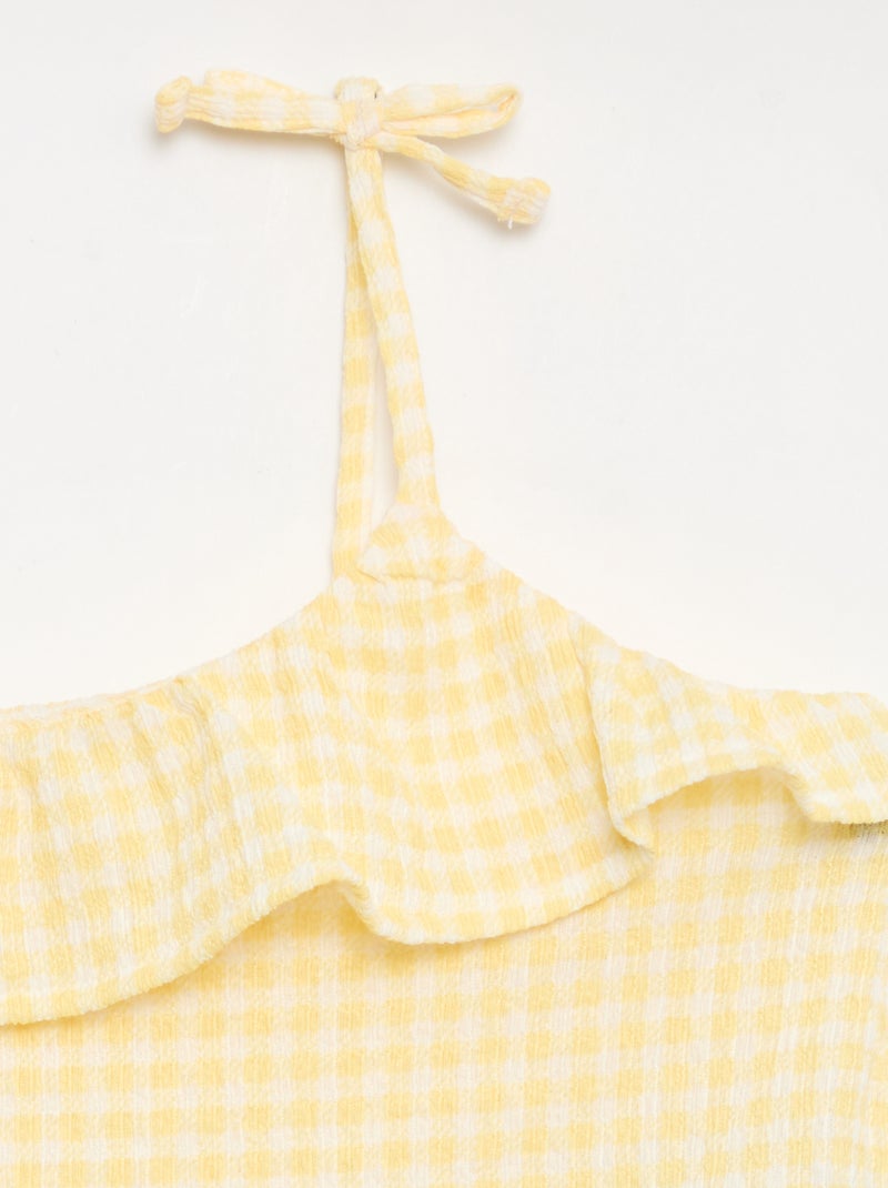 Completo a fantasia Vichy shorts + canotta - 2 pezzi Giallo - Kiabi