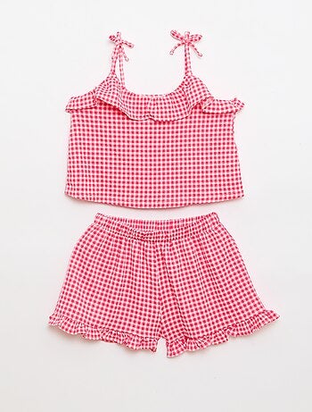 Completo a fantasia Vichy shorts + canotta - 2 pezzi