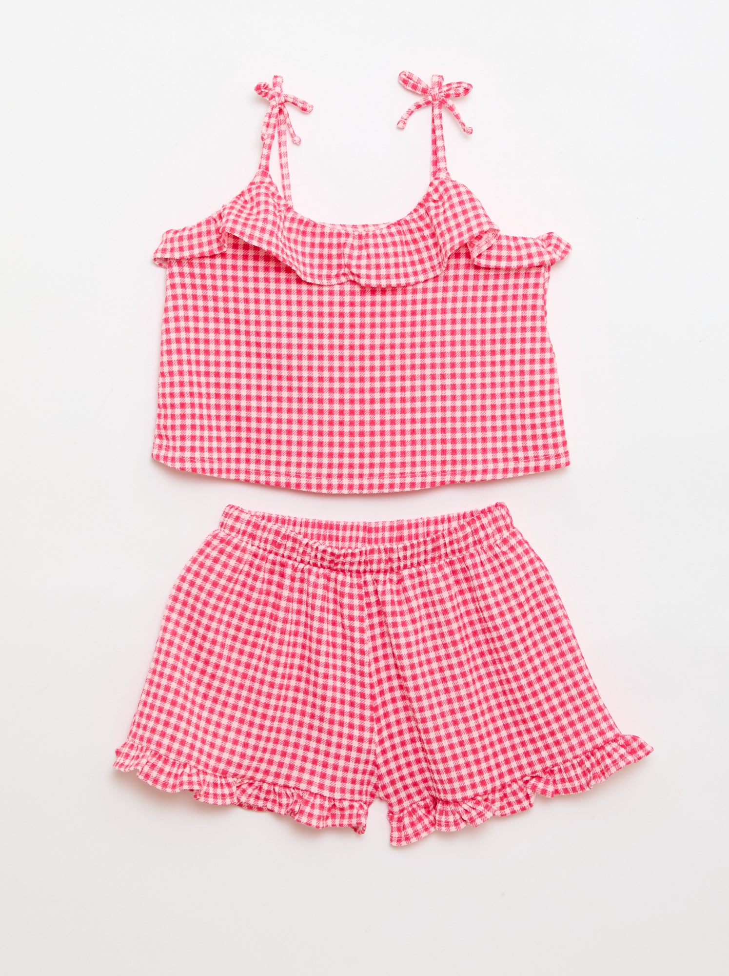 Completo a fantasia Vichy shorts + canotta - 2 pezzi