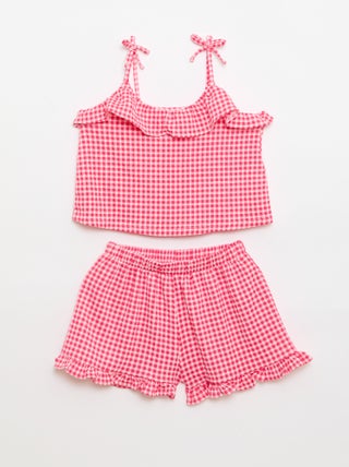 Completo a fantasia Vichy shorts + canotta - 2 pezzi