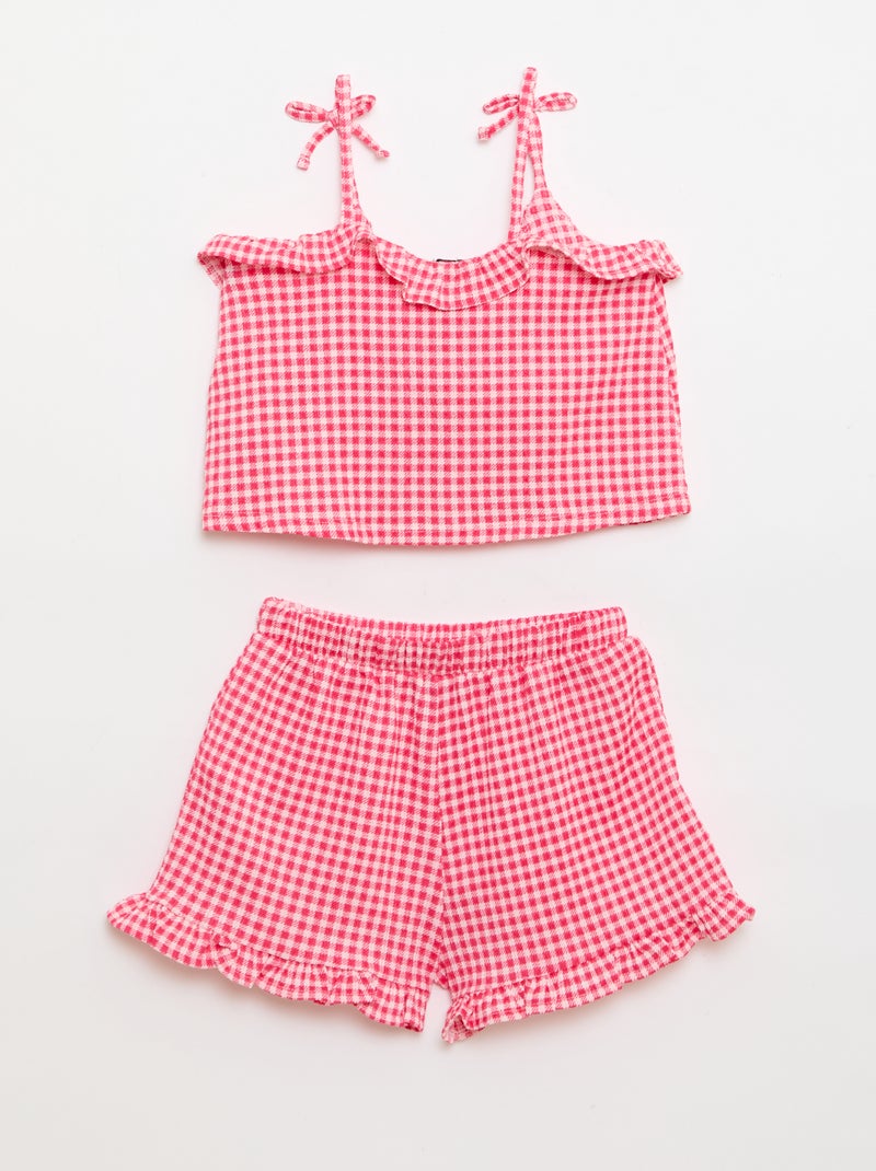 Completo a fantasia Vichy shorts + canotta - 2 pezzi Rosa - Kiabi