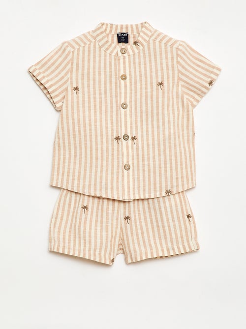 Completo a righe 2 pezzi - camicia + pantaloncini - Kiabi