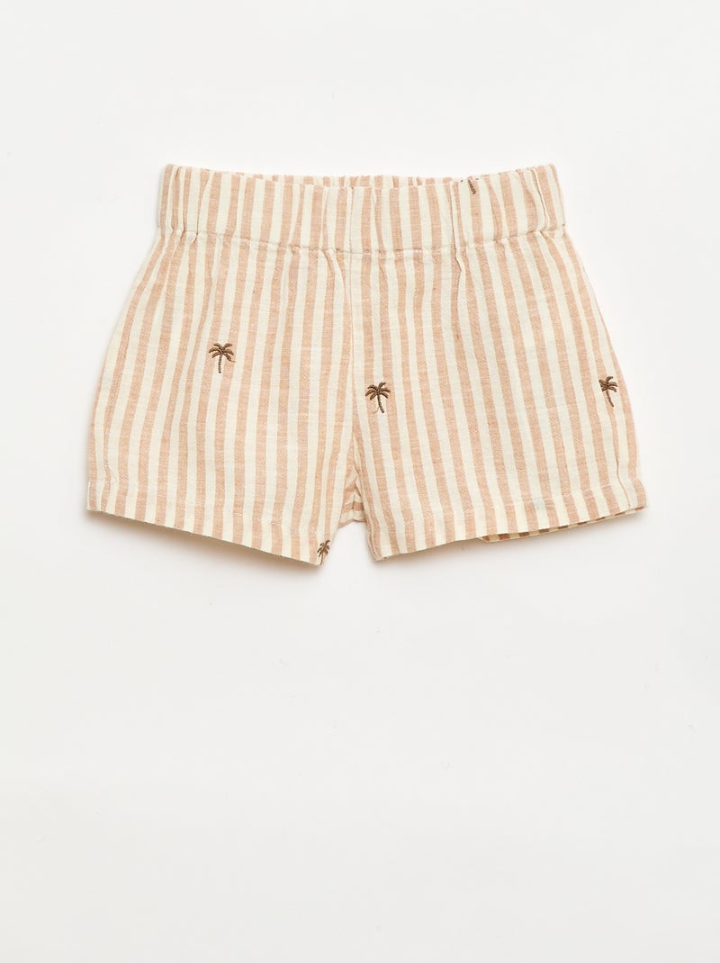 Completo a righe 2 pezzi - camicia + pantaloncini Beige - Kiabi