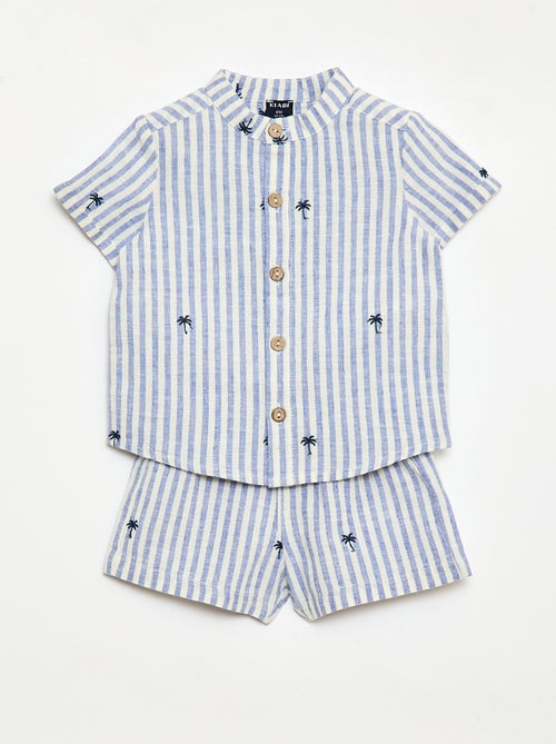 Completo a righe 2 pezzi - camicia + pantaloncini - Kiabi Completo a righe 2 pezzi - camicia + pantaloncini - Kiabi
