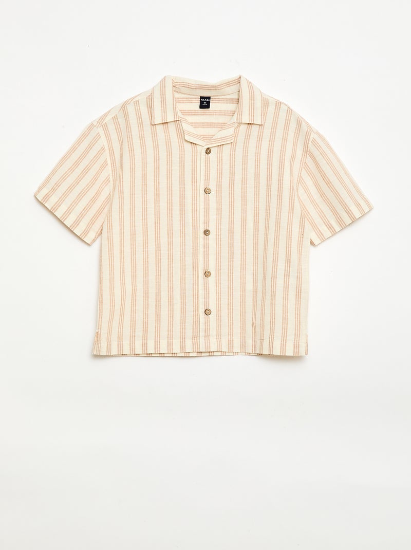 Completo a righe camicia + short Beige - Kiabi