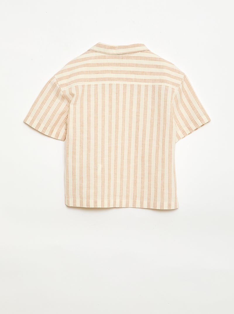 Completo a righe camicia + short Beige - Kiabi