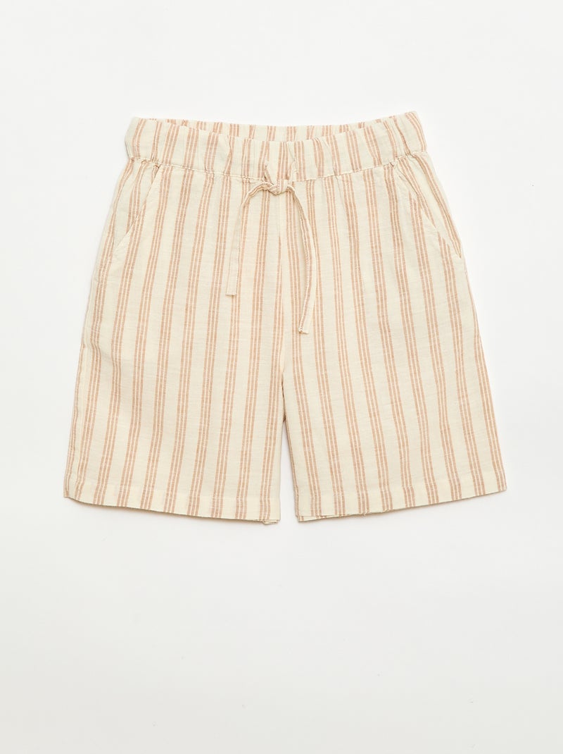 Completo a righe camicia + short Beige - Kiabi
