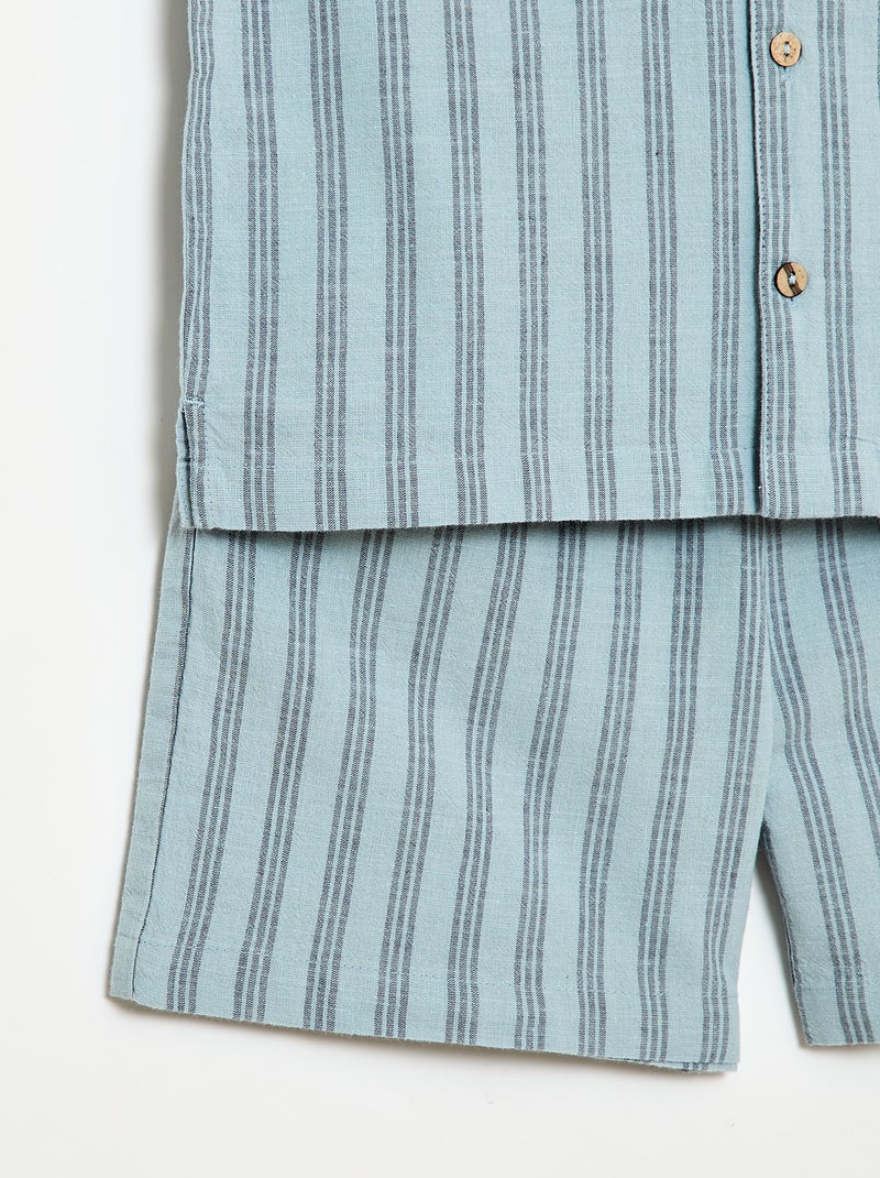 Completo a righe camicia + short Blu - Kiabi