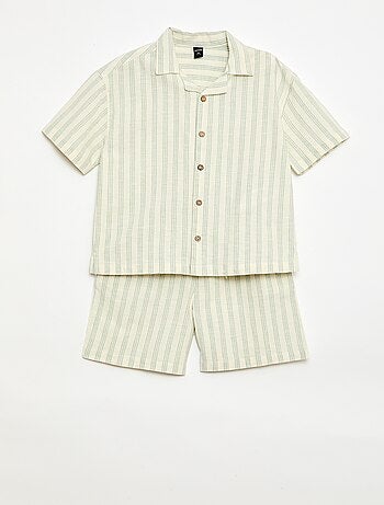 Completo a righe camicia + short