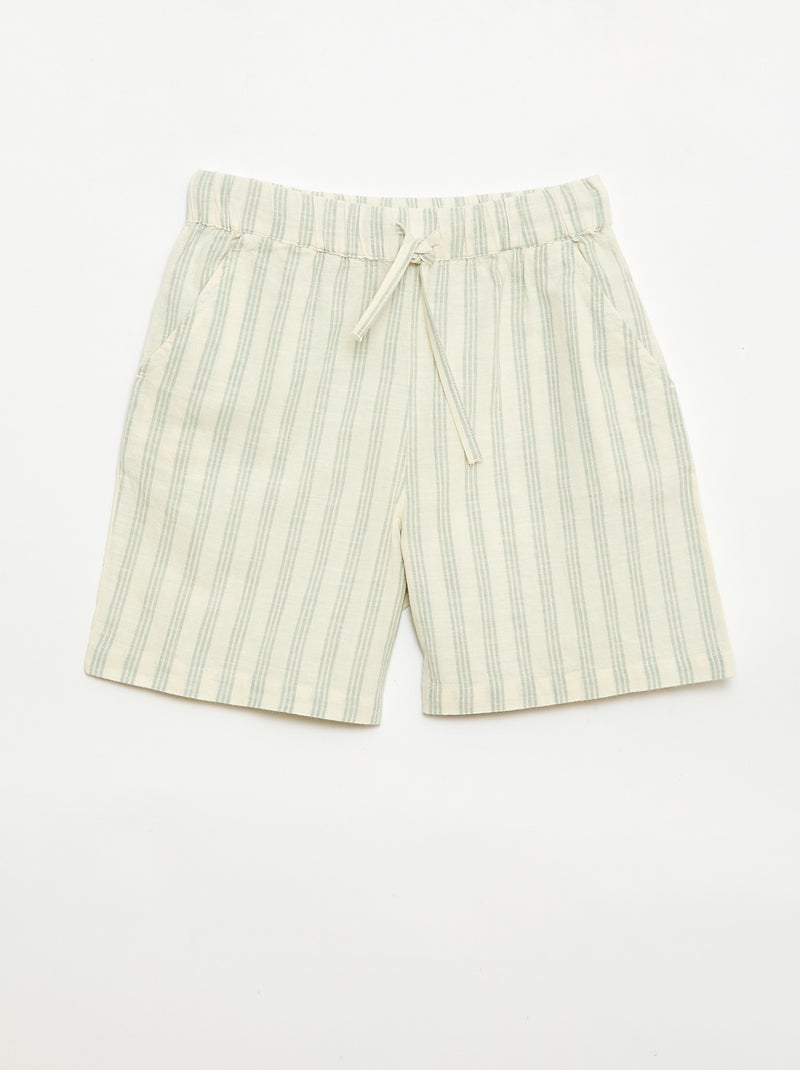 Completo a righe camicia + short Verde - Kiabi