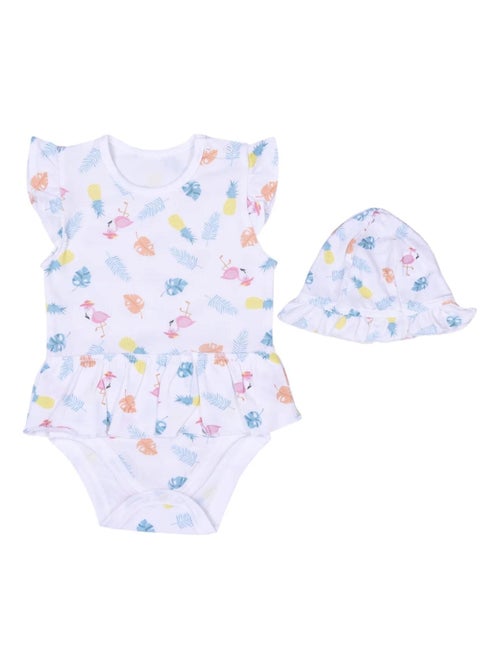 Completo abito body e cappello in cotone biologico per neonata, collezione tropi | kitikate | kitika - Kiabi Completo abito body e cappello in cotone biologico per neonata, collezione tropi | kitikate | kitika - Kiabi