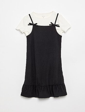 Completo abito con spalline sottili + t-shirt - 2 pezzi
